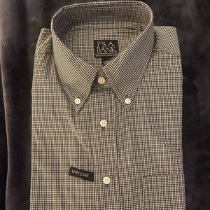 Jos. A. Bank Men's Black and White Checkered Dress Shirt